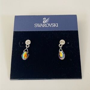 Swarovski Silver Dangle Earrings with Crystal Teardrop